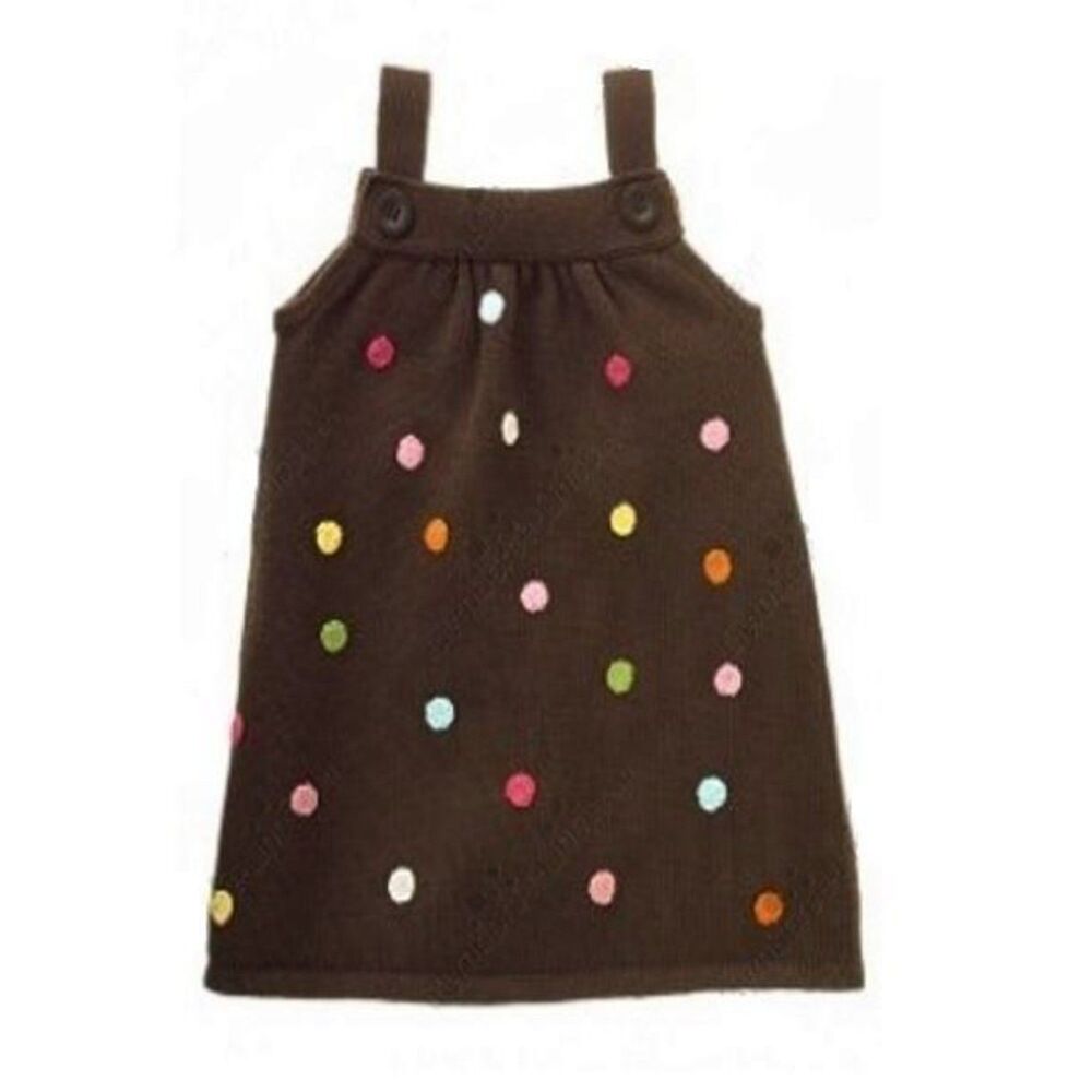 NEW Gymboree girls sweater dress 4 4T brown tank jumper pink blue lots of dots
